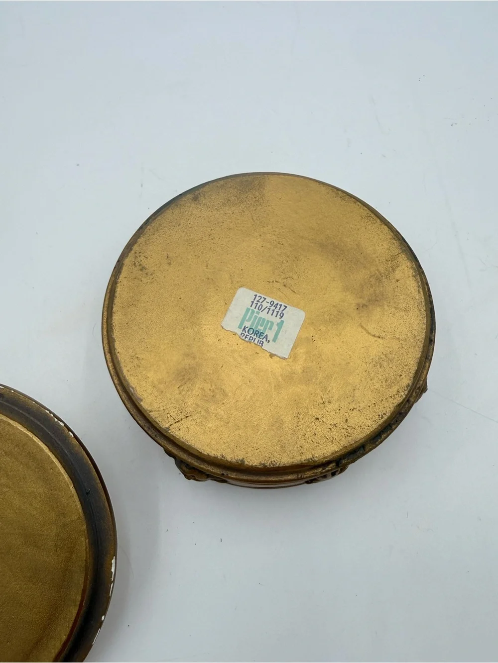 Vintage Pier 1 Gold Tone Sun Face Trinket Box